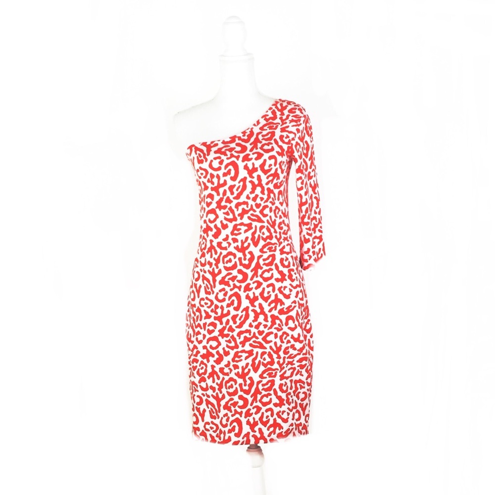 Persifor Animal Print One Shoulder Dress